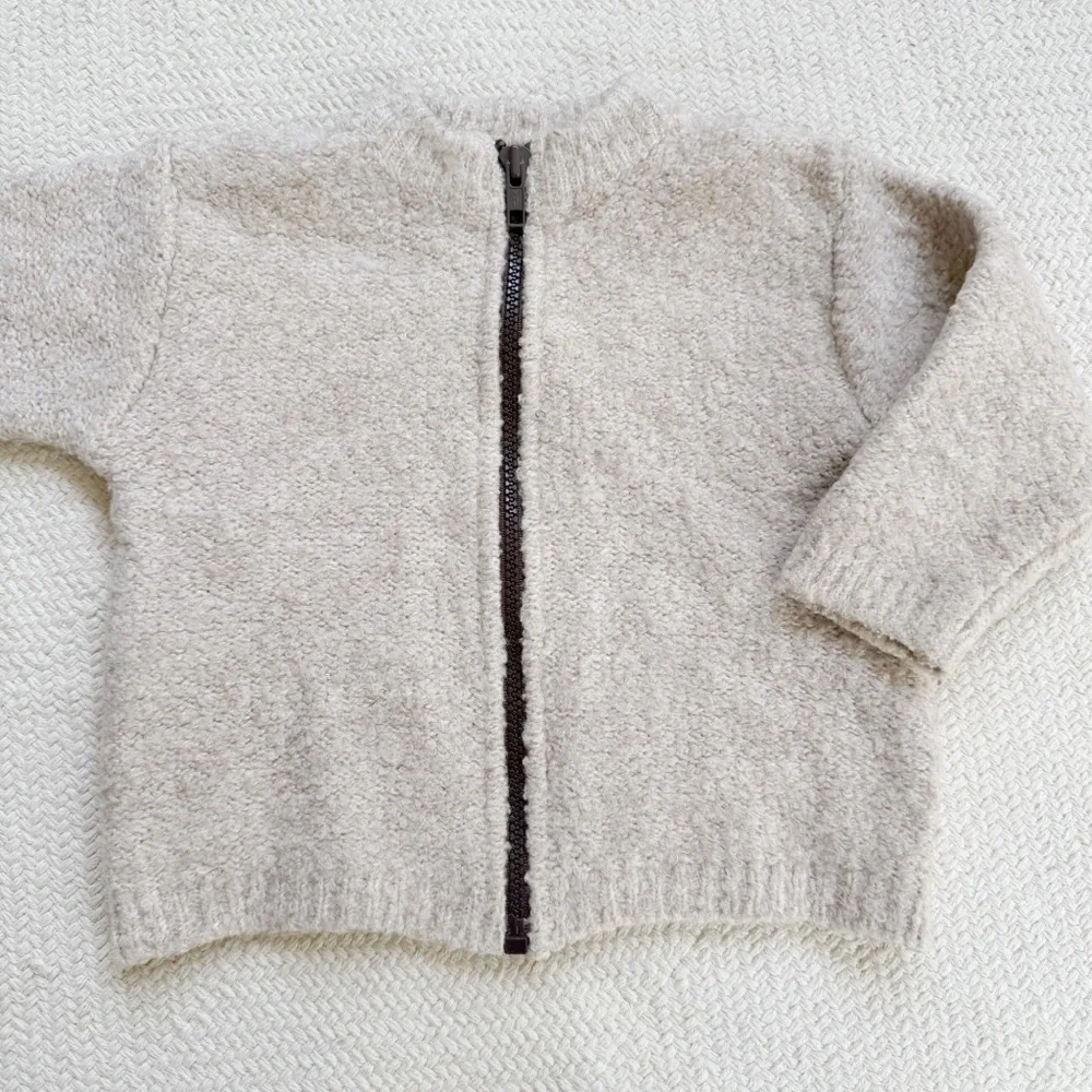 Du Pareil au Même French Wool Blend Knit Beige Cardigan Sweater 18m